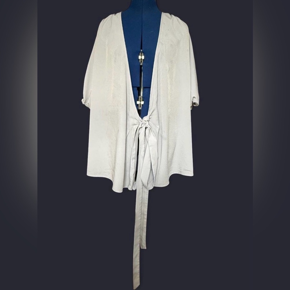Minimalist Tie-Front Dusty Blue Versatile Top